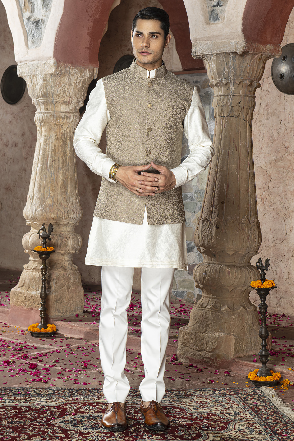 Vanilla Suiting Embroidered Nehru Jacket Set Design by Kunal Rawal at  Pernia's Pop Up Shop 2024