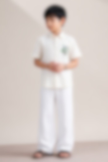 White Linen Shirt For Boys by Abkasa - Kids at Pernia's Pop Up Shop