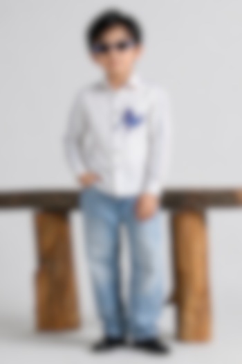 Silver Grey Cotton Shirt For Boys by Abkasa - Kids at Pernia's Pop Up Shop