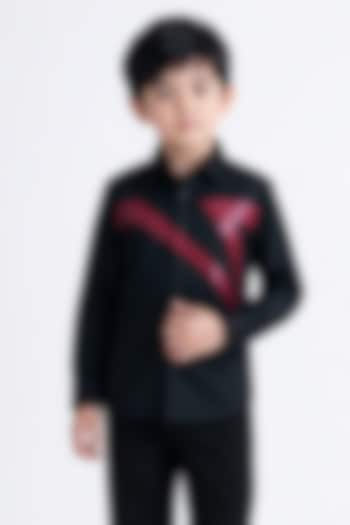 Black Cotton Shirt For Boys by Abkasa - Kids at Pernia's Pop Up Shop