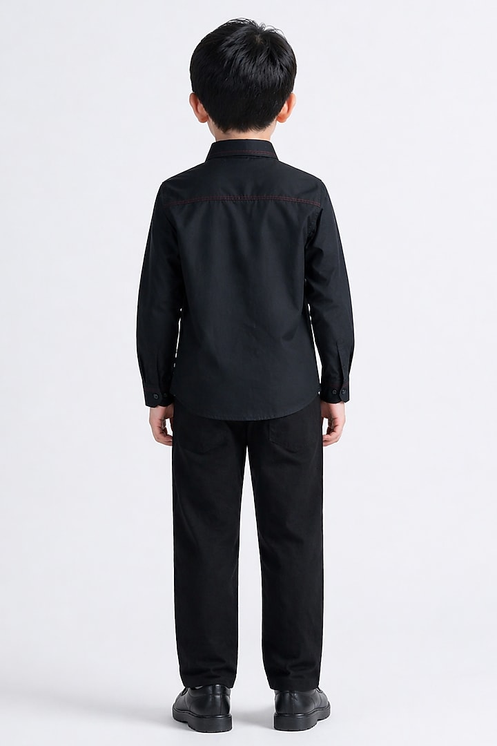 Black Cotton Shirt For Boys by Abkasa - Kids at Pernia's Pop Up Shop