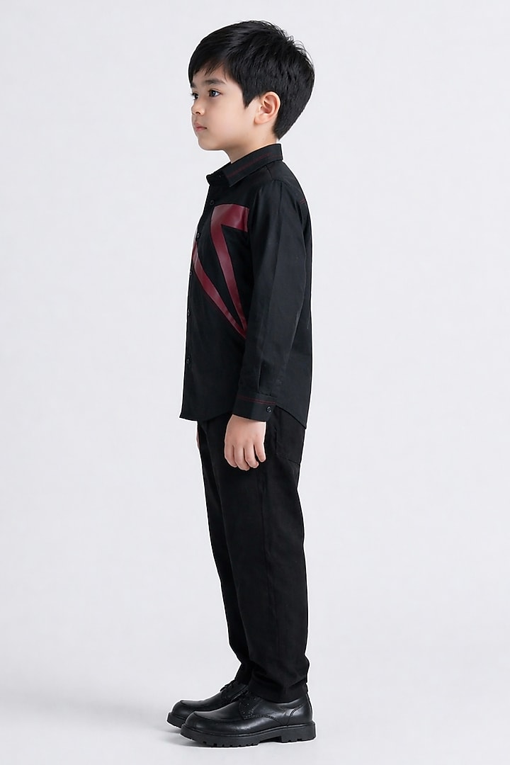Black Cotton Shirt For Boys by Abkasa - Kids at Pernia's Pop Up Shop