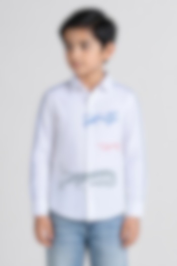 White Poly Viscose Shirt For Boys by Abkasa - Kids at Pernia's Pop Up Shop
