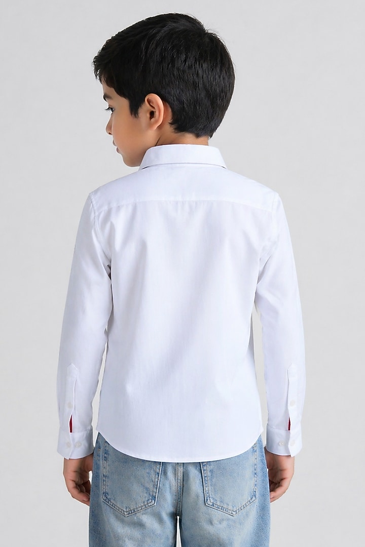 White Poly Viscose Shirt For Boys by Abkasa - Kids at Pernia's Pop Up Shop