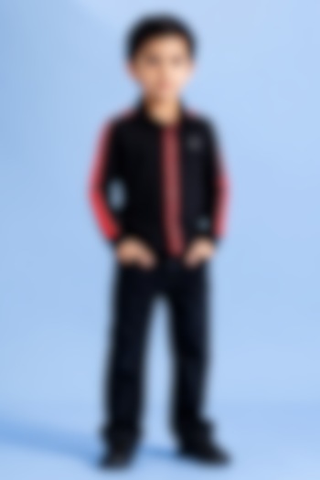 Black Jersey Shirt For Boys by Abkasa - Kids at Pernia's Pop Up Shop