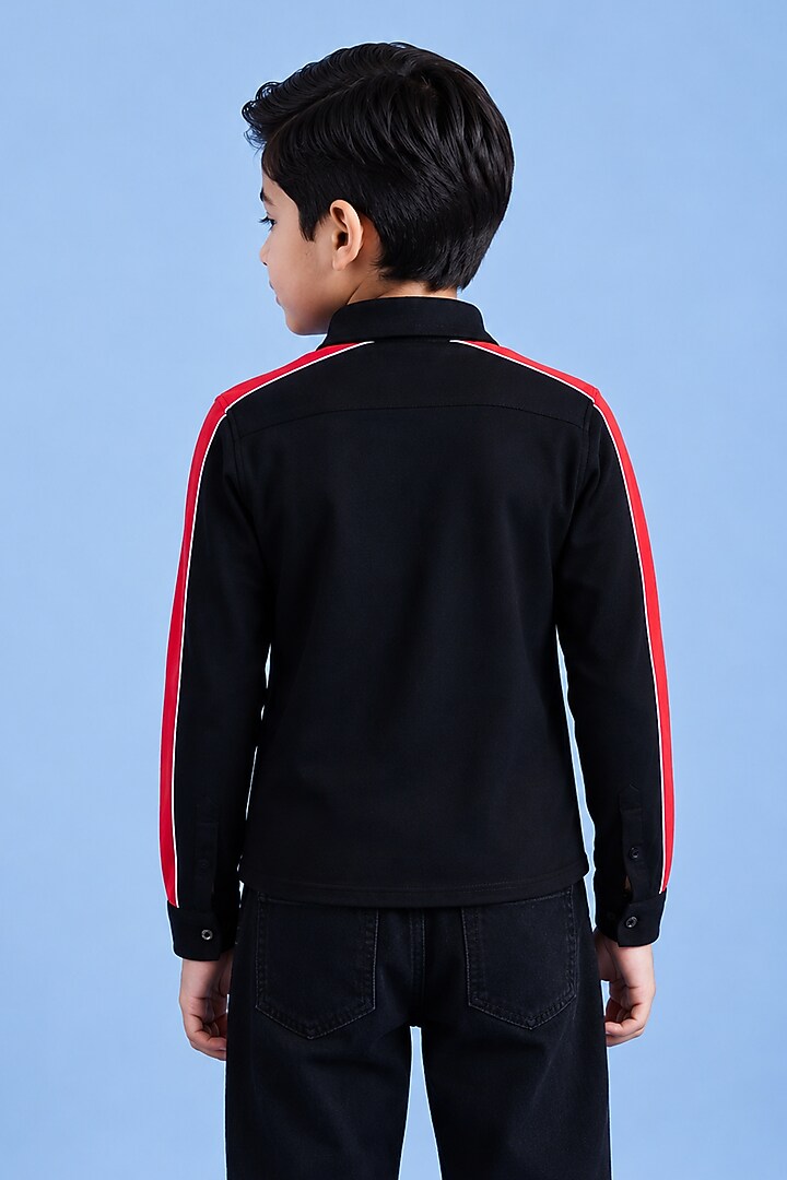 Black Jersey Shirt For Boys by Abkasa - Kids at Pernia's Pop Up Shop