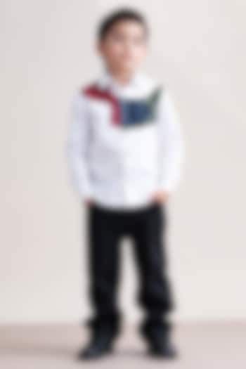 White Cotton Shirt For Boys by Abkasa - Kids at Pernia's Pop Up Shop