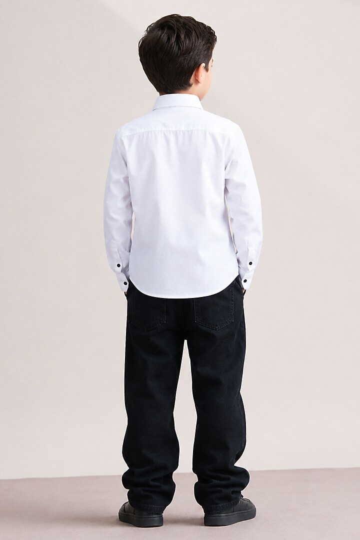 White Cotton Shirt For Boys by Abkasa - Kids at Pernia's Pop Up Shop