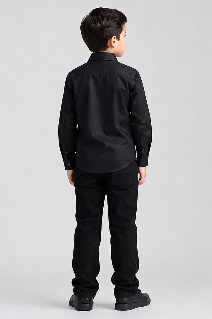 Black Cotton Shirt For Boys by Abkasa - Kids at Pernia's Pop Up Shop