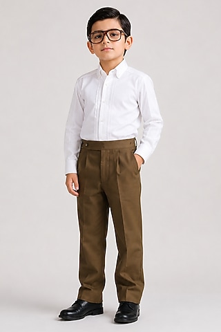 White Cotton Shirt For Boys by Abkasa - Kids