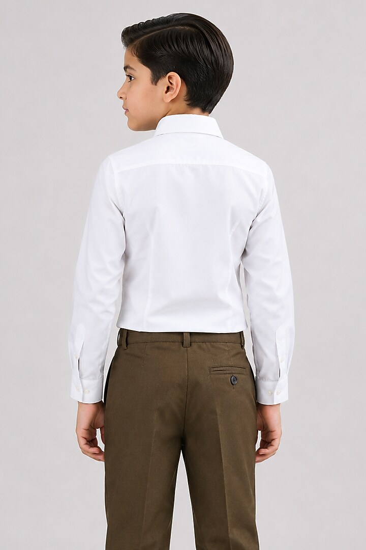 White Cotton Shirt For Boys by Abkasa - Kids at Pernia's Pop Up Shop