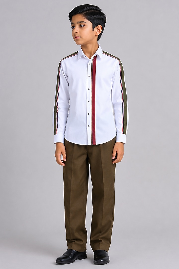 White Cotton Shirt For Boys by Abkasa - Kids at Pernia's Pop Up Shop