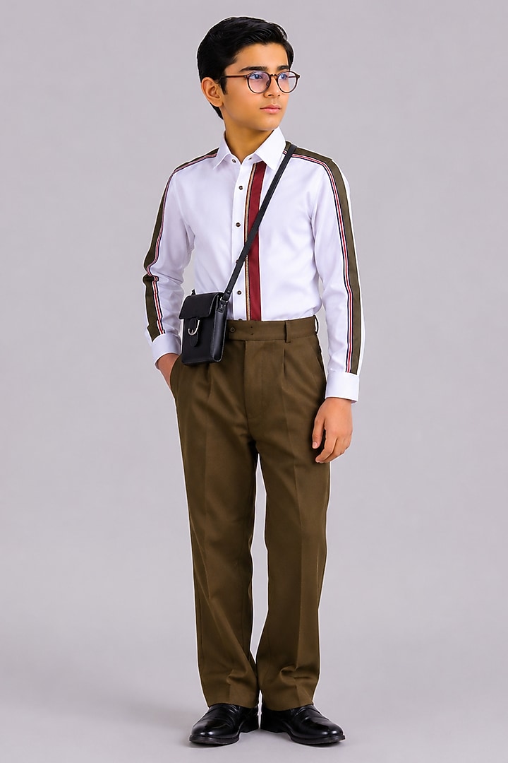 White Cotton Shirt For Boys by Abkasa - Kids at Pernia's Pop Up Shop