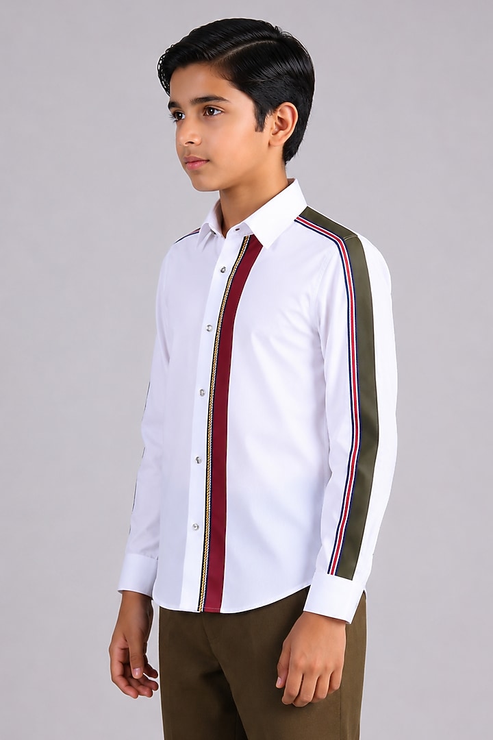 White Cotton Shirt For Boys by Abkasa - Kids at Pernia's Pop Up Shop