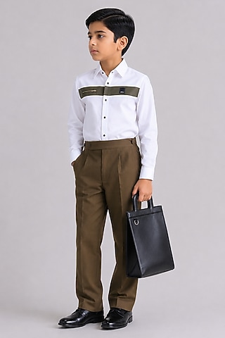 White Cotton Shirt For Boys by Abkasa - Kids