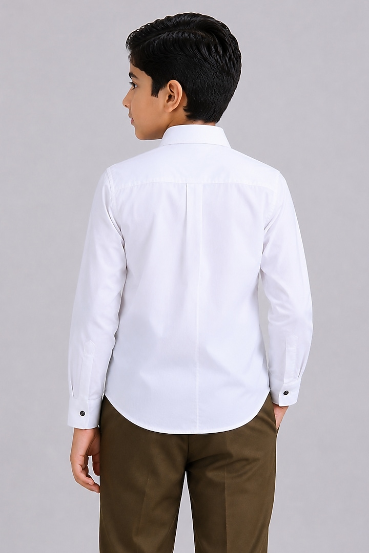 White Cotton Shirt For Boys by Abkasa - Kids at Pernia's Pop Up Shop