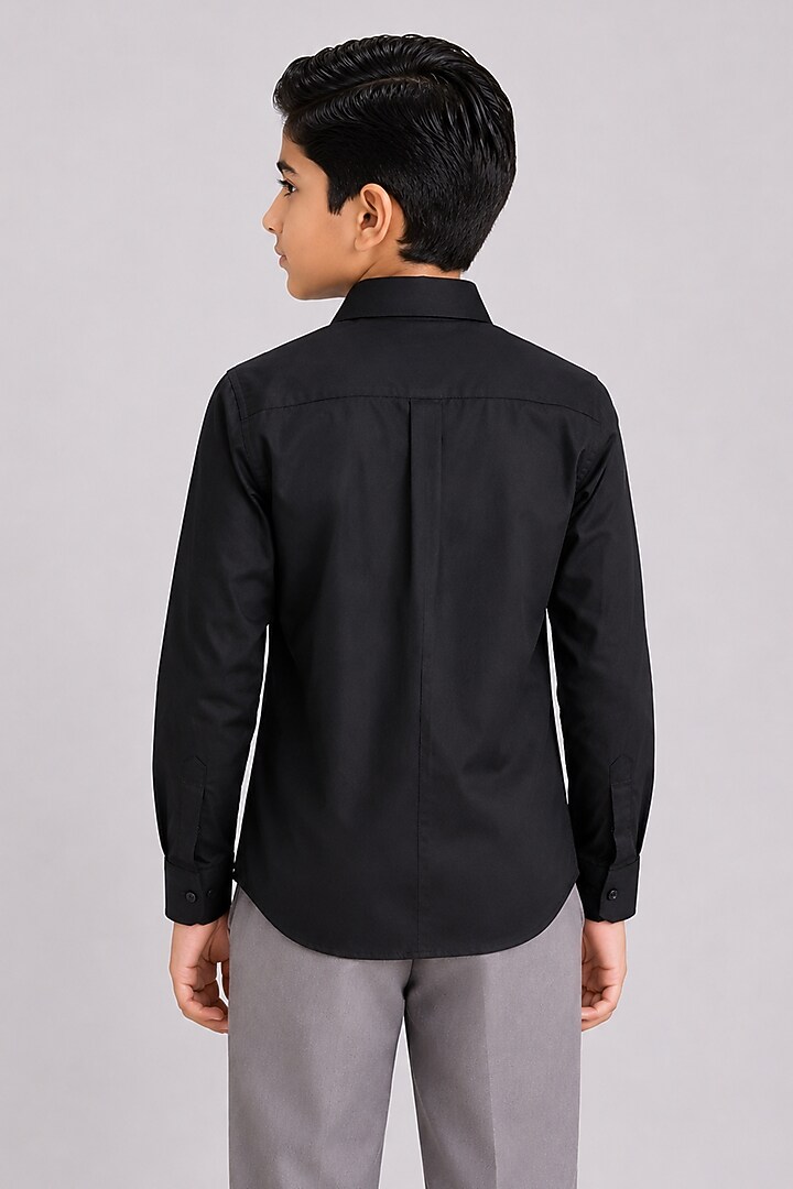 Black Cotton Shirt For Boys by Abkasa - Kids at Pernia's Pop Up Shop