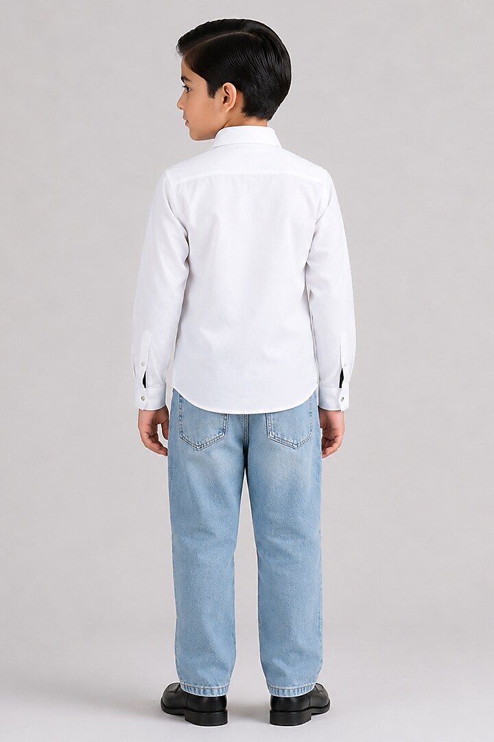 White Cotton Shirt For Boys by Abkasa - Kids at Pernia's Pop Up Shop