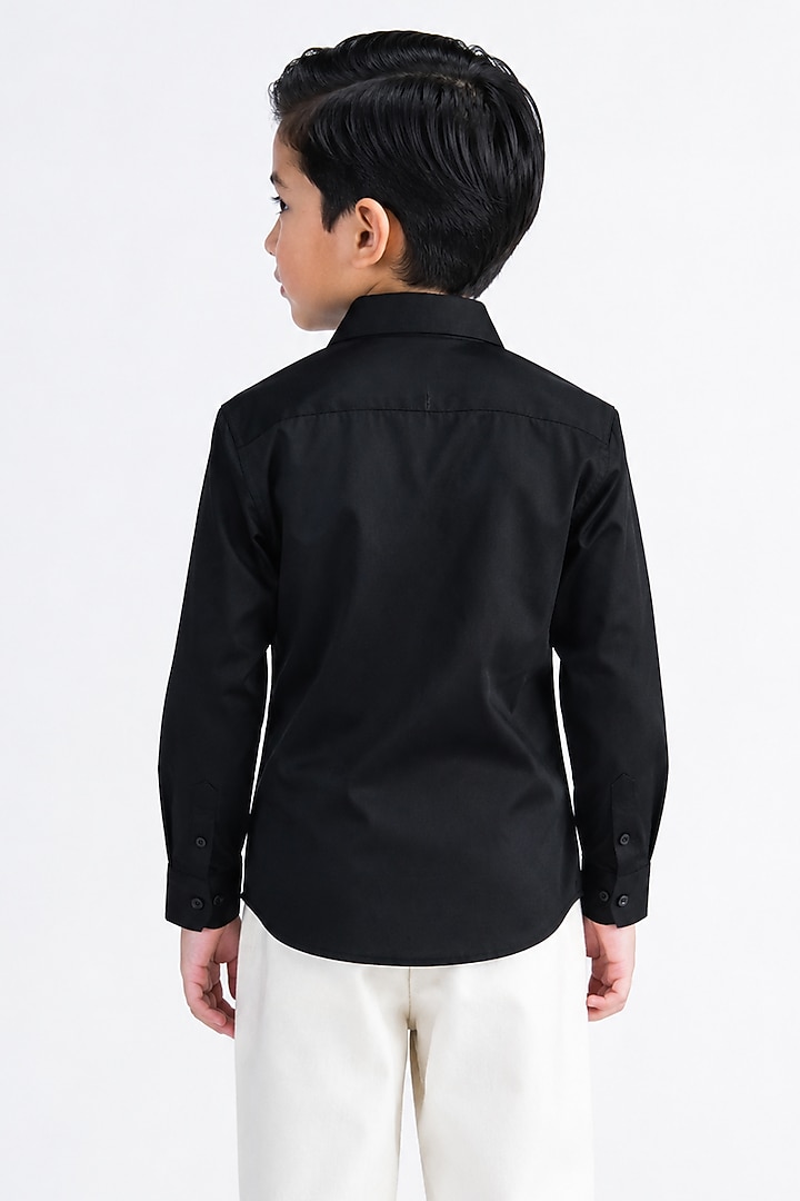 Black Cotton Shirt For Boys by Abkasa - Kids at Pernia's Pop Up Shop