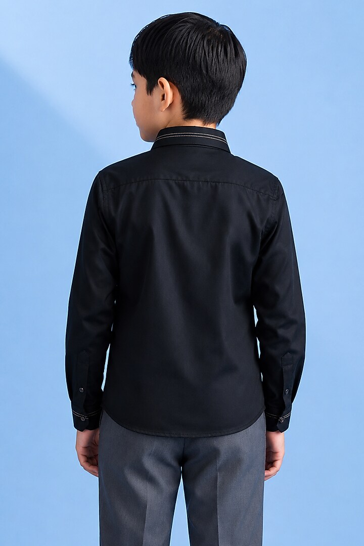 Black Cotton Shirt For Boys by Abkasa - Kids at Pernia's Pop Up Shop