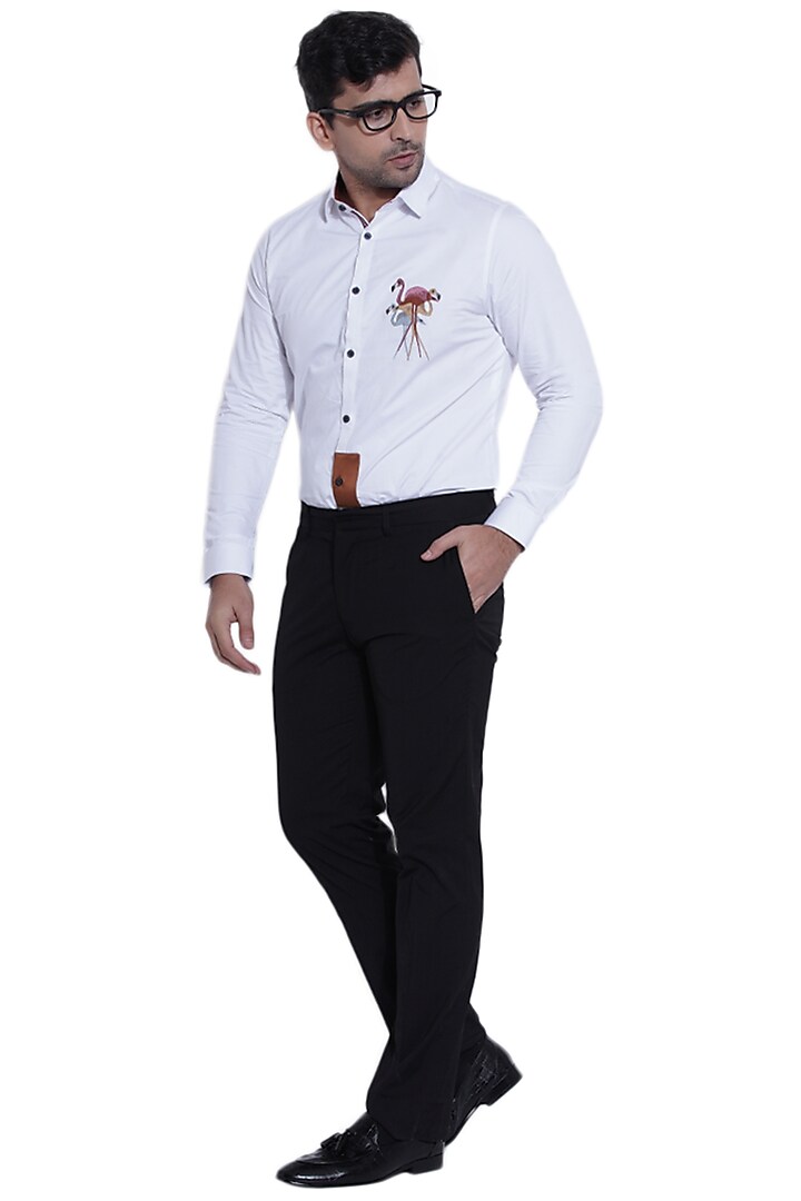 White Embroidered Shirt For Boys by Abkasa - Kids