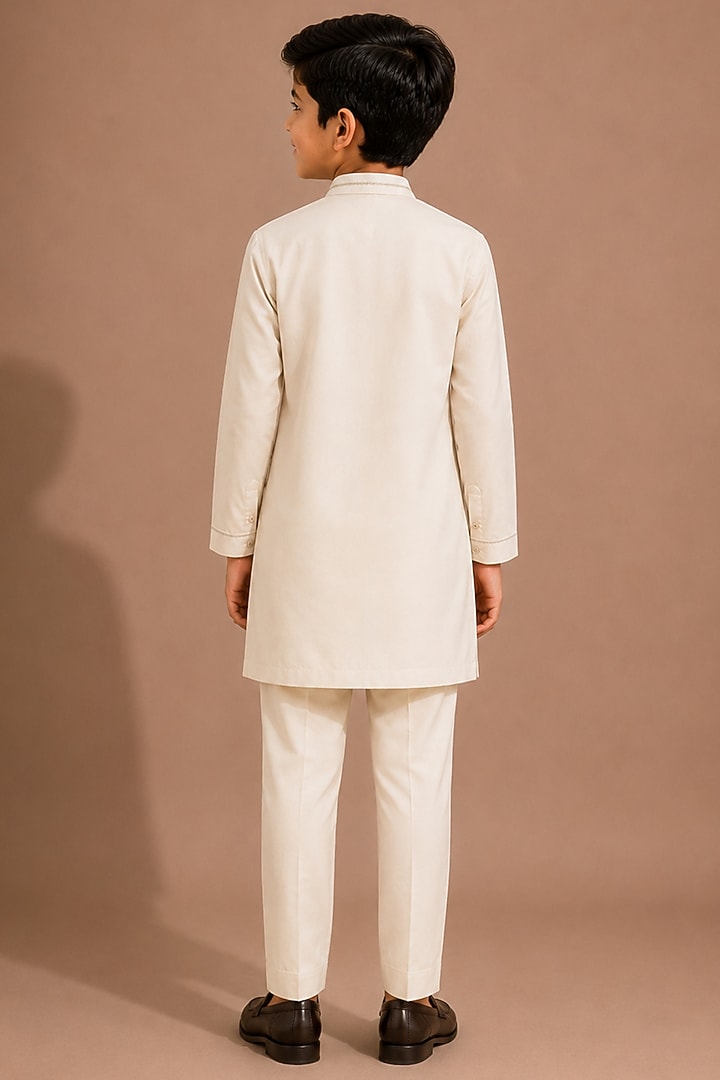 Beige Armani Kurta Set For Boys by Abkasa - Kids at Pernia's Pop Up Shop