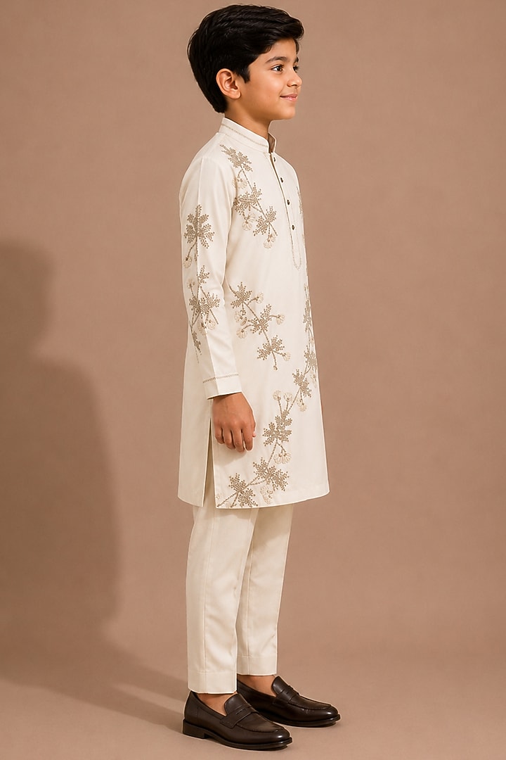 Beige Armani Kurta Set For Boys by Abkasa - Kids at Pernia's Pop Up Shop
