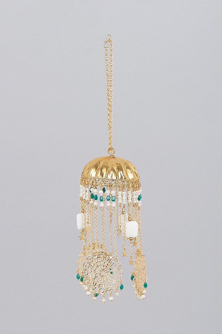 Gold Finish Kaleeras With Colorful Beads by Beabhika at Pernia's Pop Up Shop