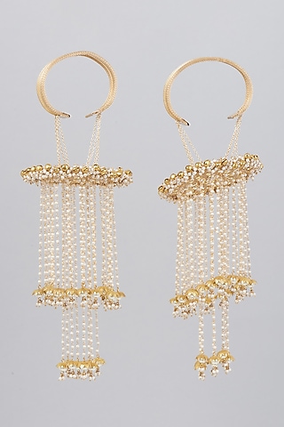Gold Finish Kaleeras With Faux Pearls & Beads by Beabhika