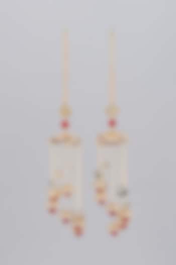 Gold Finish Kaleeras With Red & White Pearls by Beabhika