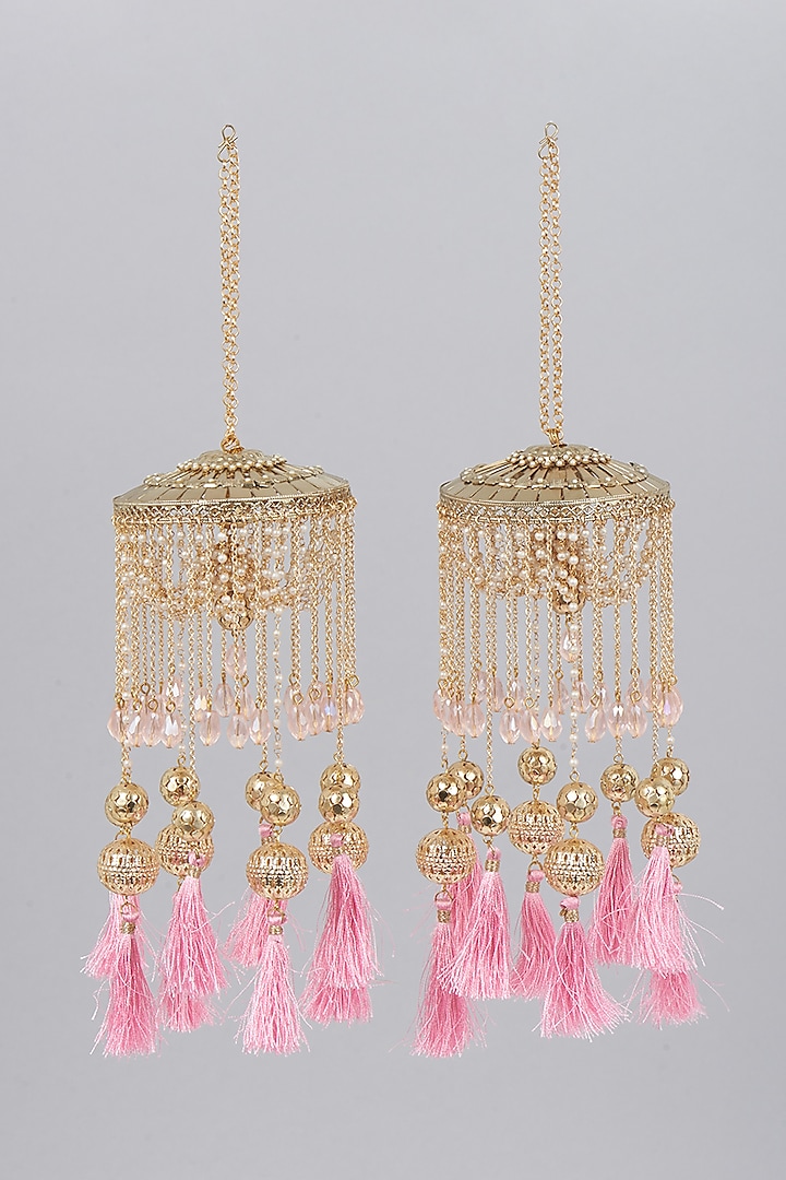 Gold Finish Kaleeras With Pearls & Tassels by Beabhika