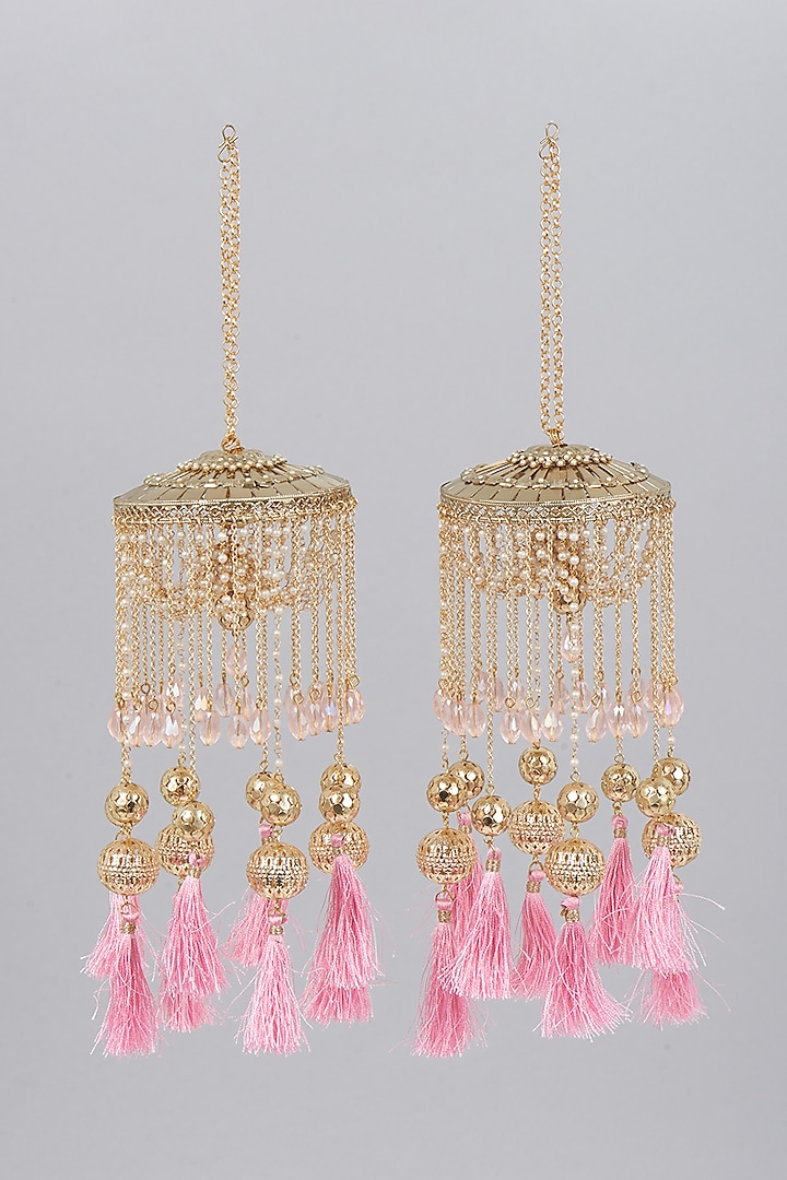 Gold Finish Kaleeras With Pearls & Tassels by Beabhika at Pernia's Pop Up Shop