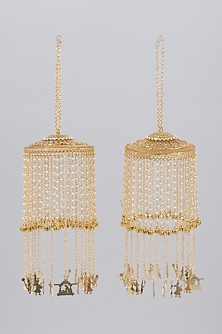 Gold Finish Kaleeras With Pearls by Beabhika