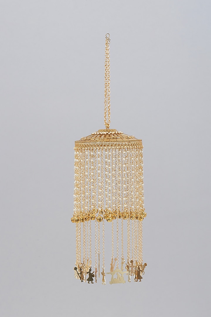 Gold Finish Kaleeras With Pearls by Beabhika at Pernia's Pop Up Shop