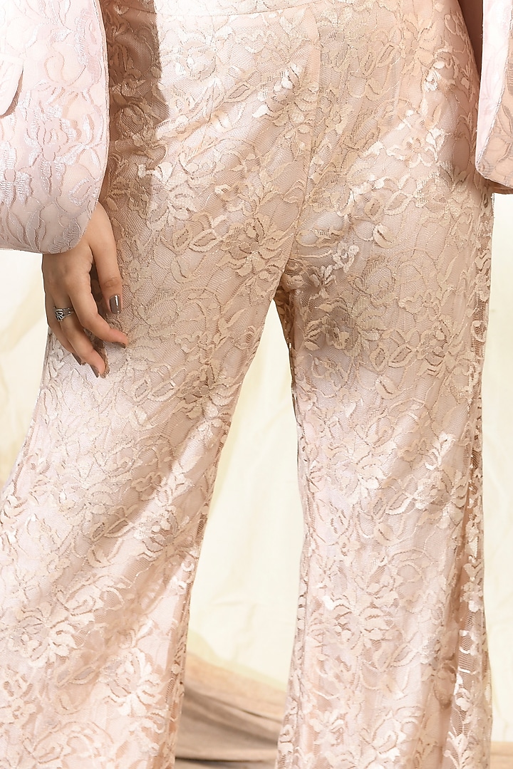 Nude Lace Pants by Aaryaa By Kashveen Kohli at Pernia's Pop Up Shop