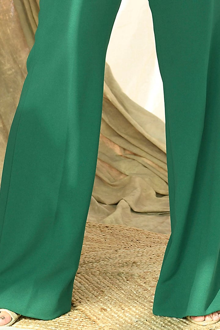 Emerald Green Scuba Pant Set by Aaryaa By Kashveen Kohli at Pernia's Pop Up Shop