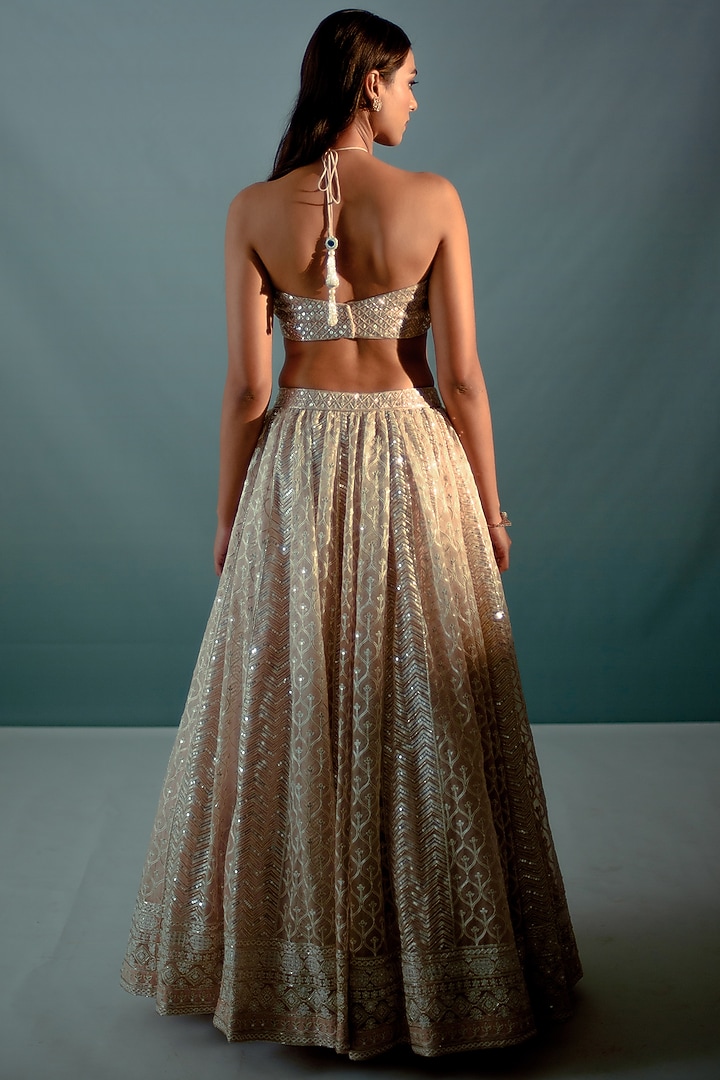 Nude Cream Organza Embroidered Bridal Lehenga Set by Aaryaa By Kashveen Kohli at Pernia's Pop Up Shop