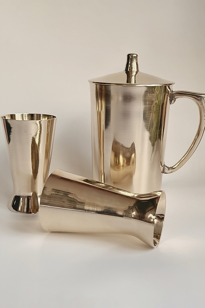 Gold Kansa Tall Glasses (Set of 2) by Abel House at Pernia's Pop Up Shop