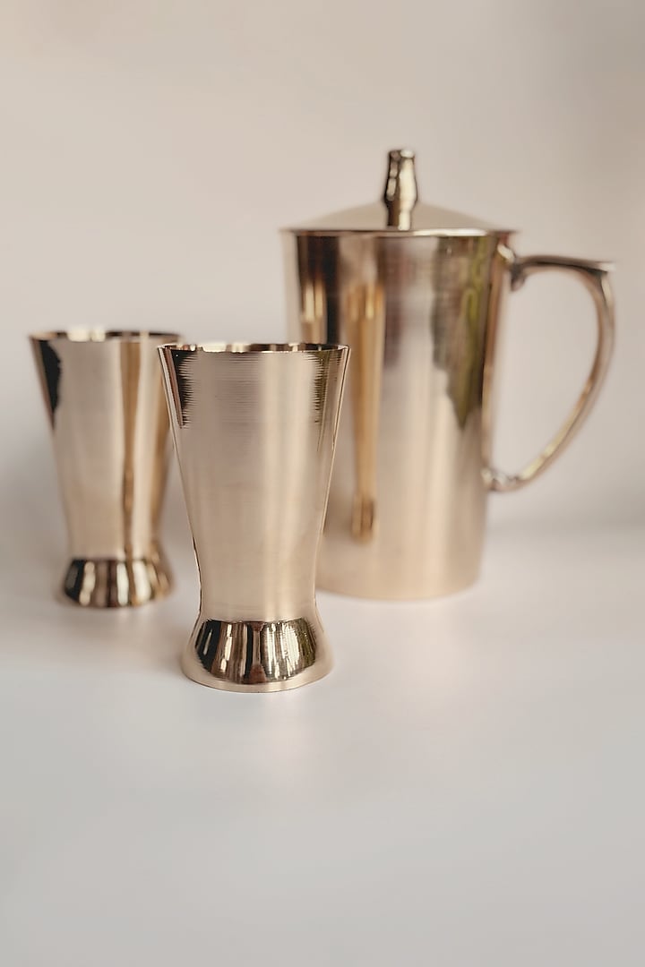 Gold Kansa Tall Glasses (Set of 2) by Abel House at Pernia's Pop Up Shop