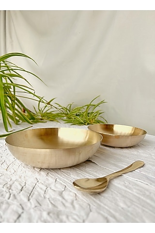 Gold Kansa Kinnam Bowls (Set of 2) by Abel House