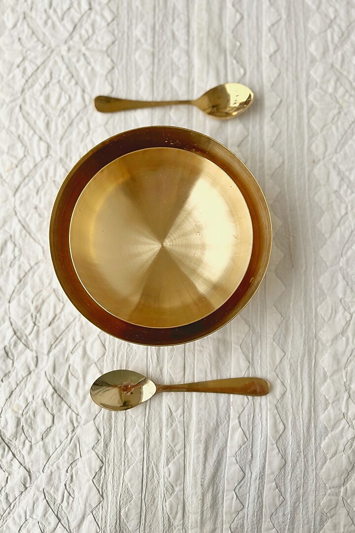 Gold Kansa Kinnam Bowls (Set of 2) by Abel House at Pernia's Pop Up Shop