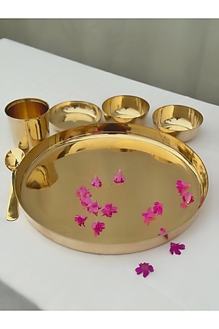 Gold Kansa Thali (Set of 6) by Abel House