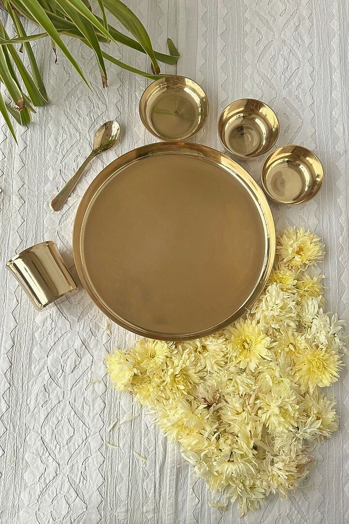 Gold Kansa Thali (Set of 6) by Abel House at Pernia's Pop Up Shop