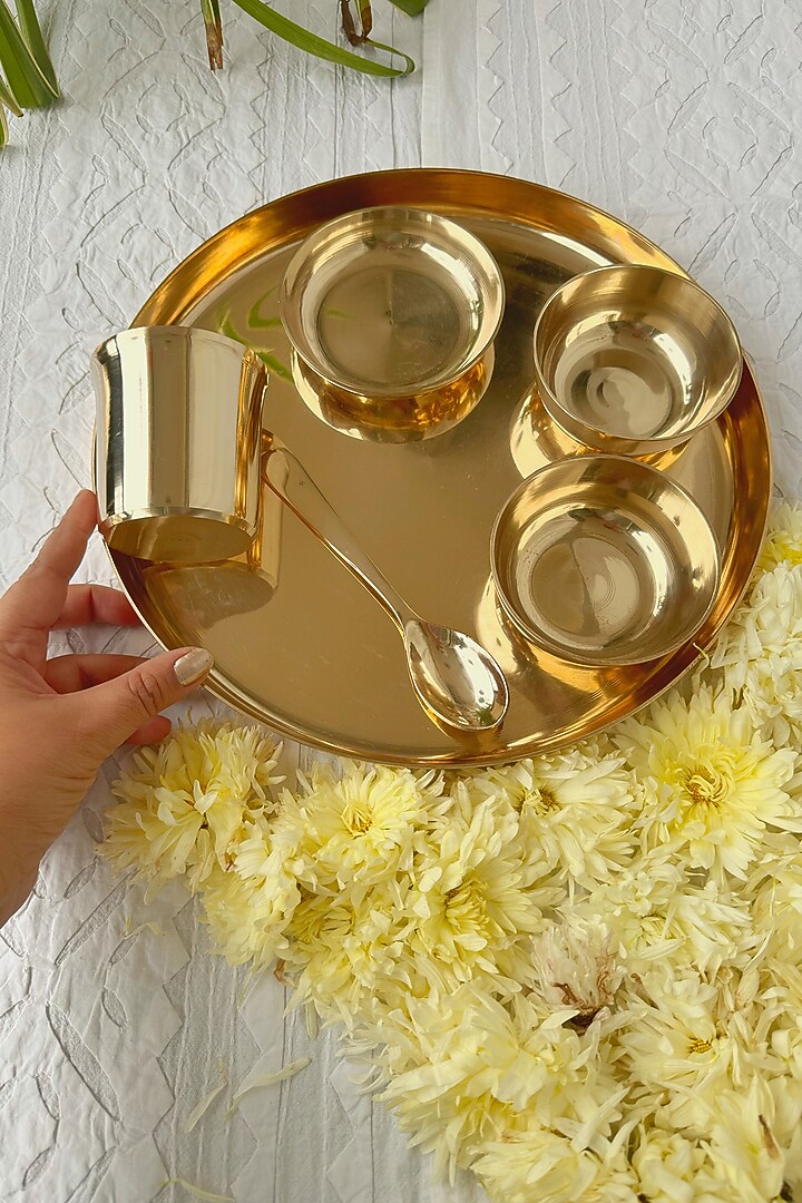Gold Kansa Thali (Set of 6) by Abel House at Pernia's Pop Up Shop