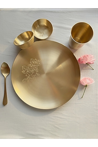 Gold Kansa Thali Dinner (Set Of 5) by Abel House