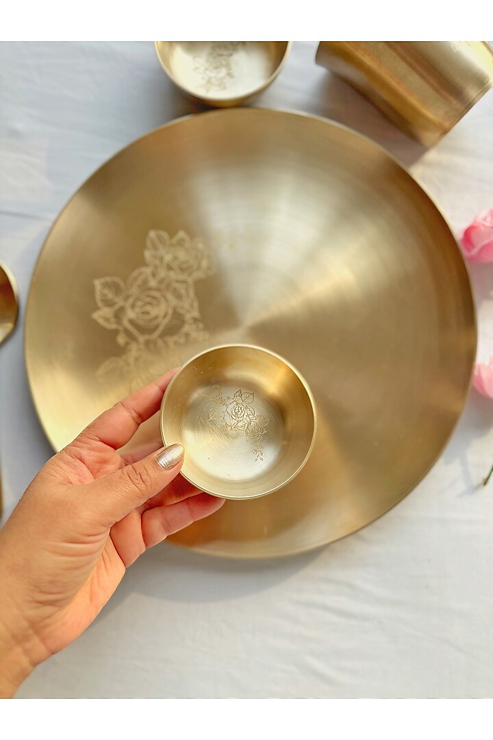 Gold Kansa Thali Dinner (Set Of 5) by Abel House at Pernia's Pop Up Shop