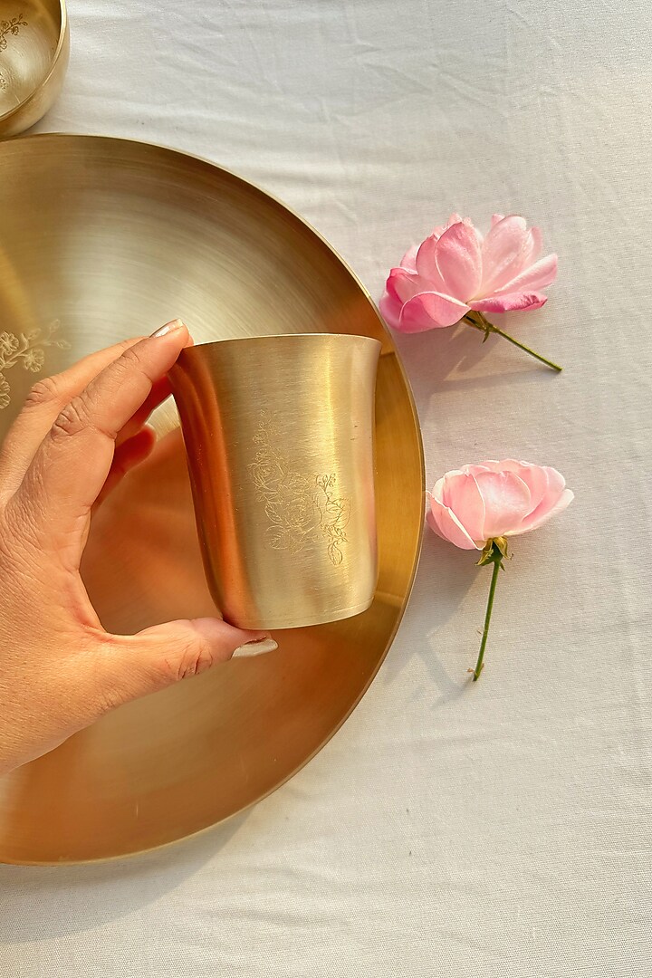 Gold Kansa Thali Dinner (Set Of 5) by Abel House at Pernia's Pop Up Shop