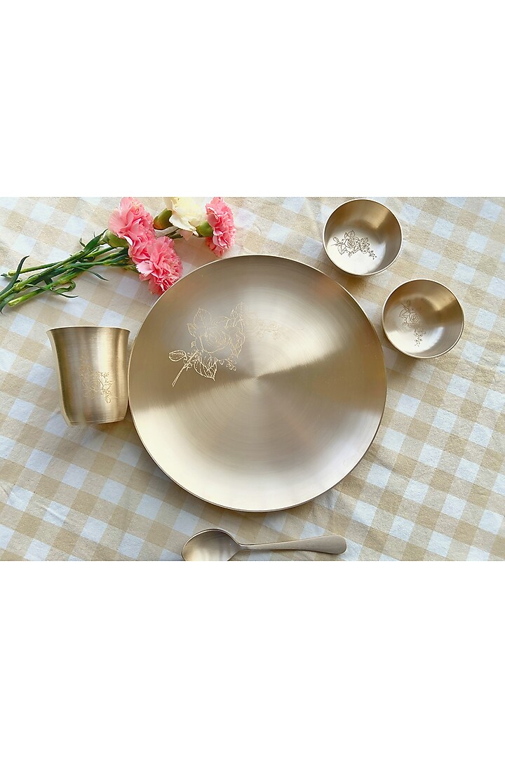 Gold Kansa Thali Dinner (Set Of 5) by Abel House at Pernia's Pop Up Shop