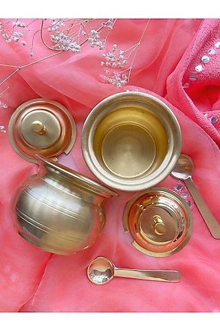 Gold Brass Ghee Pot (Set of 2) by Abel House