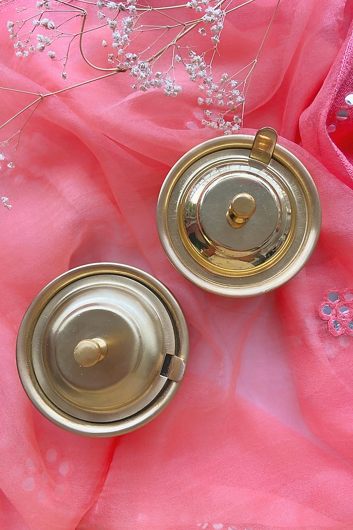 Gold Brass Ghee Pot (Set of 2) by Abel House at Pernia's Pop Up Shop